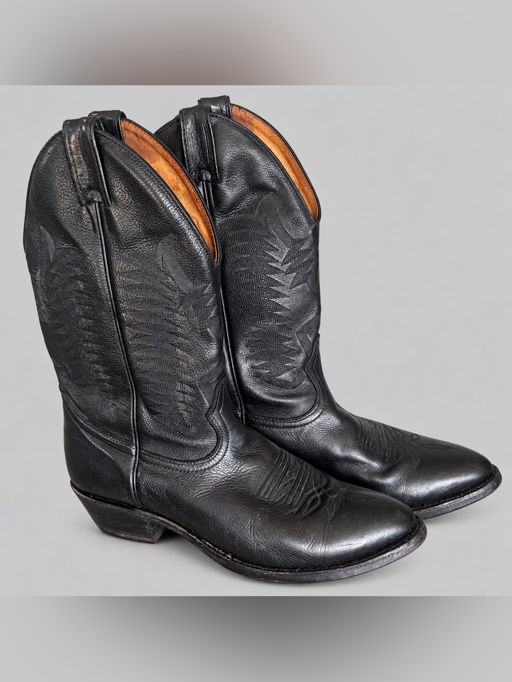 Boulet Canada Made Black Deer Leather Cowboy Boots Men’s 8E 9502 Western Fall